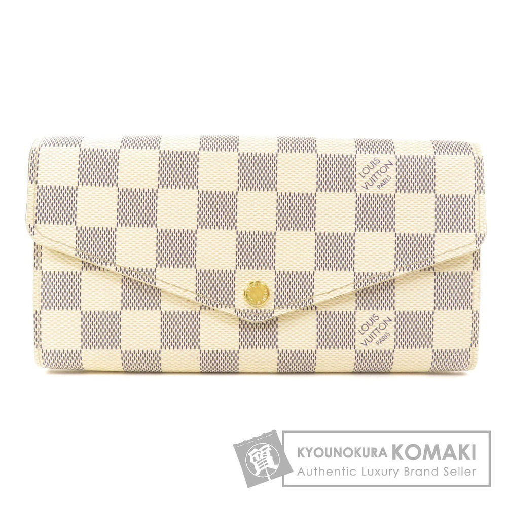 Louis Vuitton Portefeuille Sarah Damier Azur White Long Wallet Canvas